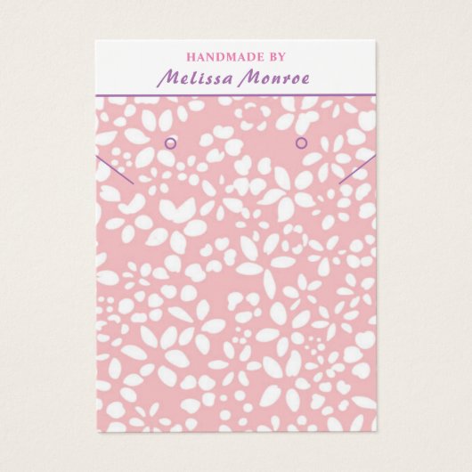 Clean Eenvoudig Roze Ketting Oorbel Display Kaart (Voorkant)