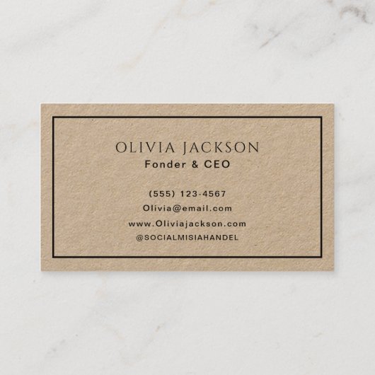 Clean Eenvoudig Zwart Script Rustieke Natuur Craft Visitekaartje (Achterkant)