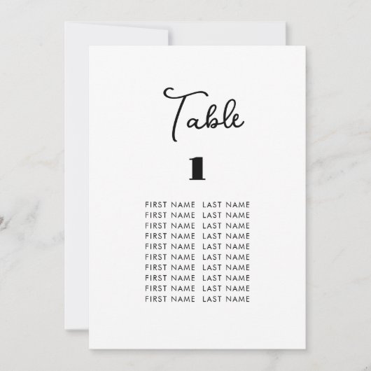 Clean Eenvoudige Trouwtafel Zitting Grafiek Kaarte Kaart (Voorkant)