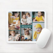 Clean Elegant Blauwgroen Family 6 Foto Collage Muismat (Met muis)