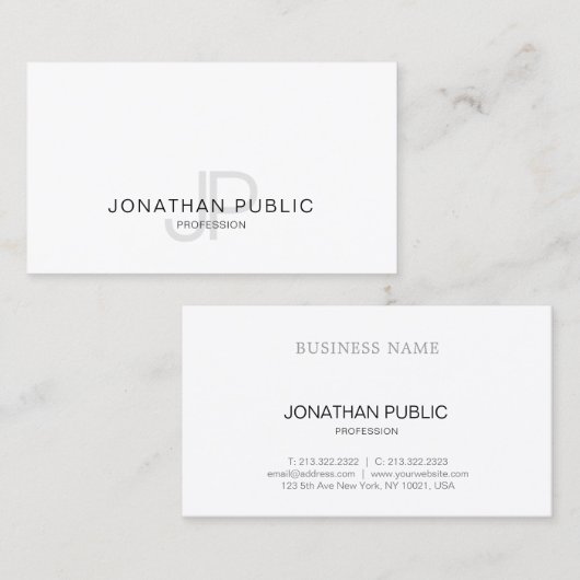 Clean Elegant Design Monogram Trendy Modern Visitekaartje (Voorkant / Achterkant)