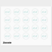 Clean Elegant Monogram Blauwgroen Weddenschap Ronde Sticker (Vel)