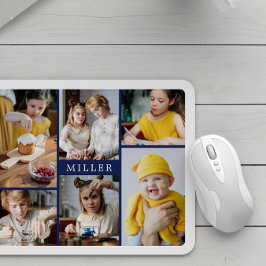 Clean Elegant Navy Blue Family 6 Foto Collage Muismat