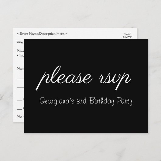 Clean & Elegant "please rsvp" Briefkaart (Voorkant / Achterkant)