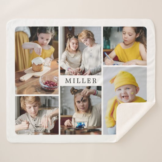 Clean Elegant White Family 6 Foto Collage Sherpa Deken (Voorkant (horizontaal))