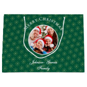 Clean Forest Green Snowflakes Christmas Groot Cadeauzakje (Voorkant)