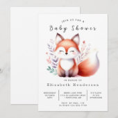 Clean Forest Scene Fox Baby shower Kaart (Voorkant / Achterkant)