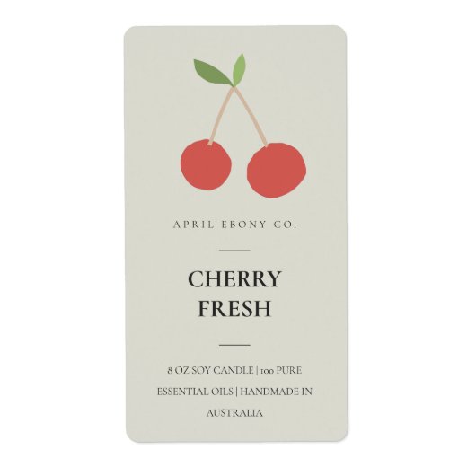 CLEAN FRESH FRUITY CHERRY RED GRAY CANDLE ETIKET (Voorkant)