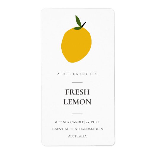 CLEAN FRESH FRUITY LEMON GEEL GREEN CANDLE ETIKET (Voorkant)