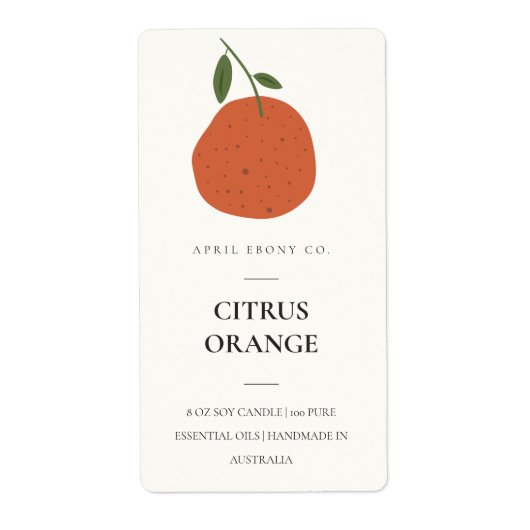 CLEAN FRESH FRUITY ORANJE CITRUS CANDLE ETIKET (Voorkant)