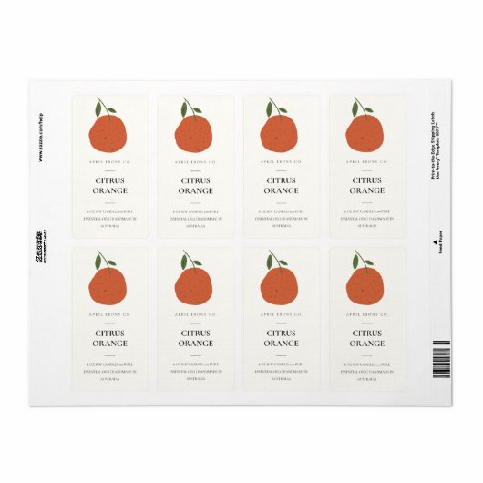 CLEAN FRESH FRUITY ORANJE CITRUS CANDLE ETIKET (Full Sheet)