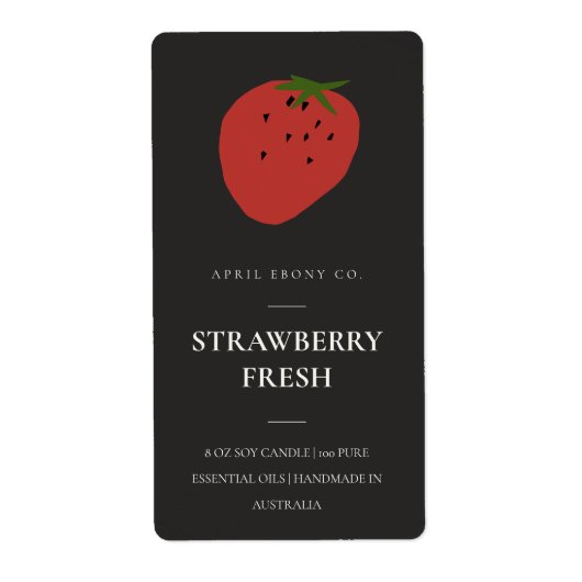 CLEAN FRESH FRUITY STRAWBERRY BLACK CANDLE LABEL (Voorkant)