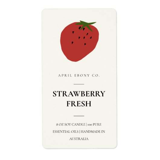 CLEAN FRESH FRUITY STRAWBERRY RED CANDLE ETIKET (Voorkant)