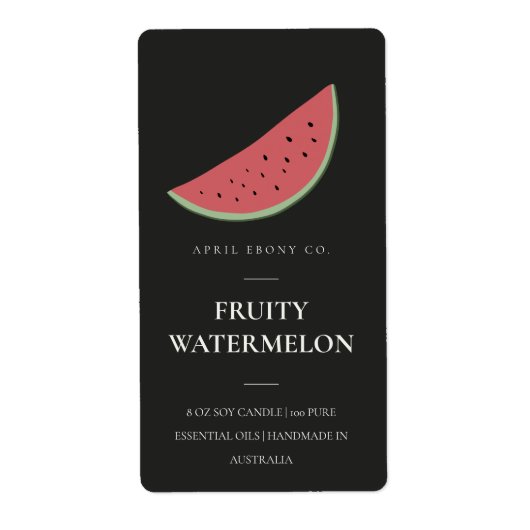CLEAN FRESH FRUITY WATERMELON BLACK CANDLE ETIKET (Voorkant)