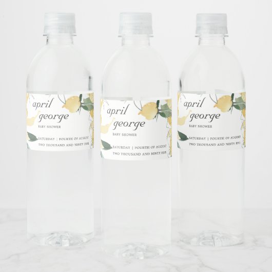 CLEAN GELLOW GROENE BABY SHOWER VAN WATECOLOOR WATERFLES ETIKET (Flessen)