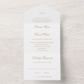 Clean Gold Classic Wedding All In One Uitnodiging (Binnen)
