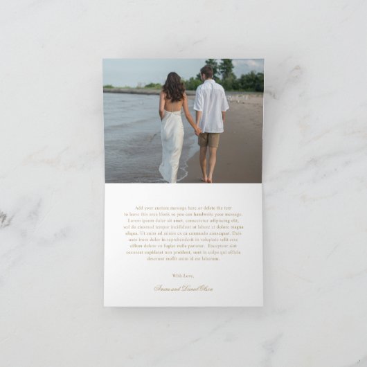 Clean Gold Classic Wedding Bedankkaart (Binnen)