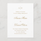 Clean Gold Classic Wedding Bewaar de datum Aankondigingskaart (Voorkant)