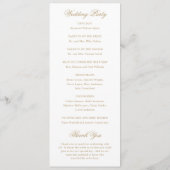 Clean Gold Classic Wedding Programmakaart (Achterkant)
