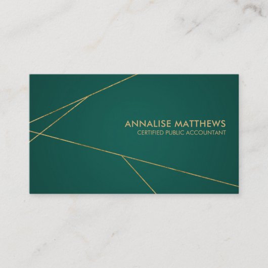 Clean Gold Geometric lines - Boekhoudkundige diens Visitekaartje (Voorkant)