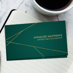 Clean Gold Geometric lines - Boekhoudkundige diens Visitekaartje