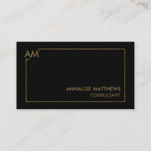 Clean Gold Geometrische lijnen op zwart Visitekaar