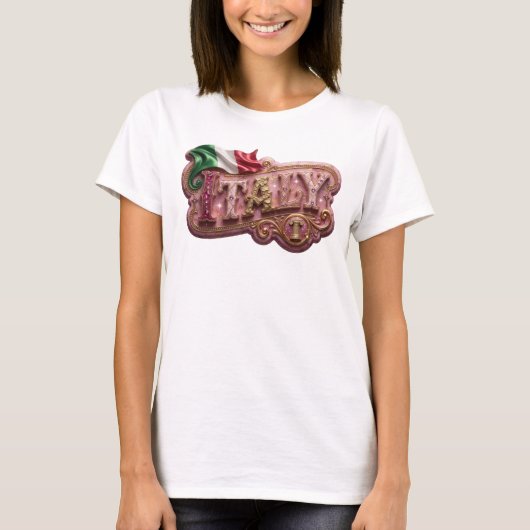 Clean Gold ITALY Tekst Ontwerp T-shirt (Voorkant)