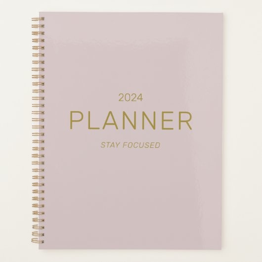 Clean Gold Script & Blush Pink Stay Gericht Quote Planner (Voorkant)