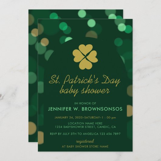 Clean Green Simple Bokeh St Patricks Day Kaart (Voorkant / Achterkant)