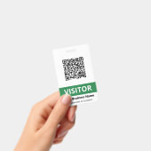 Clean Green White Visitor Uw QR-code Badge (Handheld)