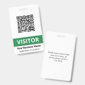 Clean Green White Visitor Uw QR-code Badge (Voor- en achterkant)