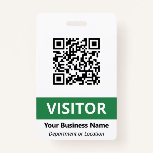 Clean Green White Visitor Uw QR-code Badge (Voorkant)