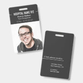 Clean Grey Professional Employee Photo ID Badge (Voor- en achterkant)