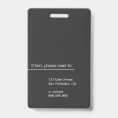 Clean Grey Professional Employee Photo ID Badge (Achterkant)