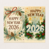clean happy new year 2026 business card visitekaartje (Buitenkant ongevouwen)