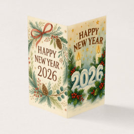clean happy new year 2026 business card visitekaartje