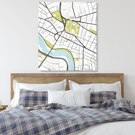 CLEAN HARVARD UNIVERSITY MASSACHUSETTS OUTLINE MAP CANVAS AFDRUK (Insitu (Slaapkamer))