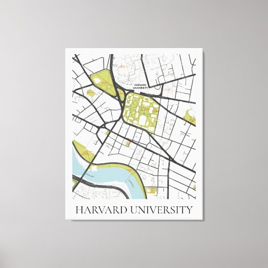 CLEAN HARVARD UNIVERSITY MASSACHUSETTS OUTLINE MAP CANVAS AFDRUK (Voorkant)