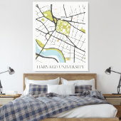 CLEAN HARVARD UNIVERSITY MASSACHUSETTS OUTLINE MAP CANVAS AFDRUK (Insitu (Slaapkamer))