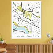 CLEAN HARVARD UNIVERSITY MASSACHUSETTS OUTLINE MAP CANVAS AFDRUK (Insitu (Woonkamer))
