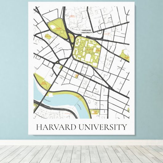 CLEAN HARVARD UNIVERSITY MASSACHUSETTS OUTLINE MAP CANVAS AFDRUK (Insitu (Houten vloer))