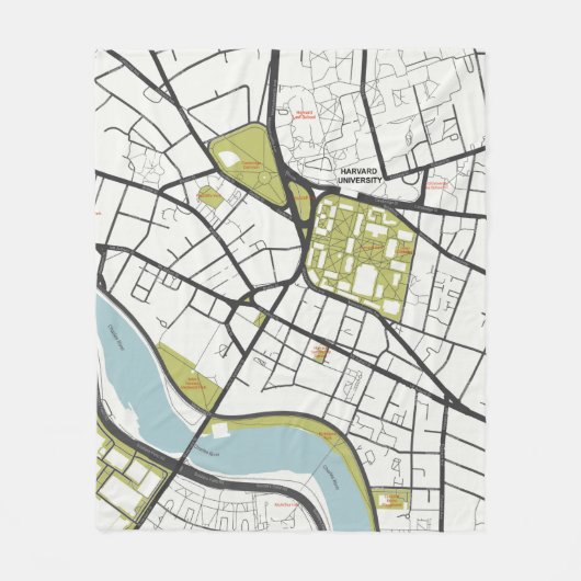 CLEAN HARVARD UNIVERSITY MASSACHUSETTS OUTLINE MAP FLEECE DEKEN (Voorkant)