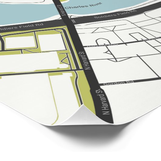 CLEAN HARVARD UNIVERSITY MASSACHUSETTS OUTLINE MAP PERFECT POSTER (Hoek)