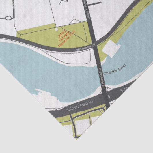 CLEAN HARVARD UNIVERSITY MASSACHUSETTS OUTLINE MAP TISSUEPAPIER (Detail)