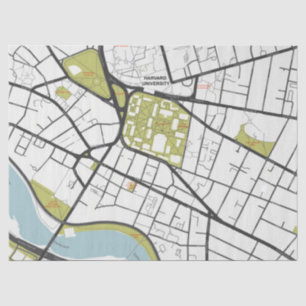CLEAN HARVARD UNIVERSITY MASSACHUSETTS OUTLINE MAP TISSUEPAPIER