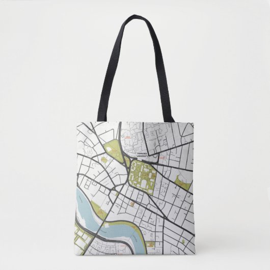 CLEAN HARVARD UNIVERSITY MASSACHUSETTS OUTLINE MAP TOTE BAG (Voorkant)