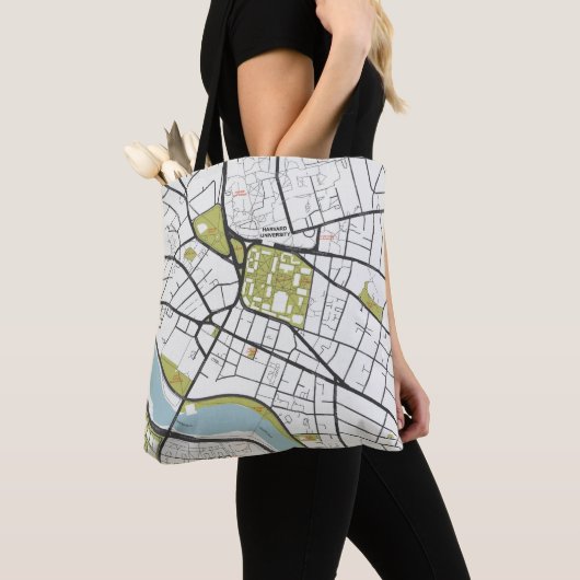 CLEAN HARVARD UNIVERSITY MASSACHUSETTS OUTLINE MAP TOTE BAG (Dichtbij)