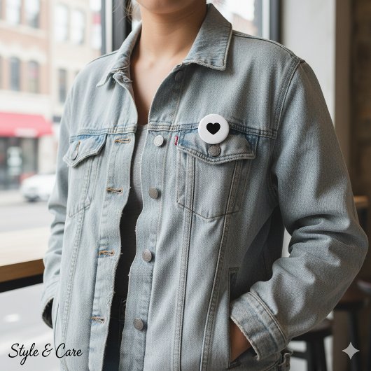 Clean Heart Accent Pin for Everyday Fashion Ronde Button 3,2 Cm