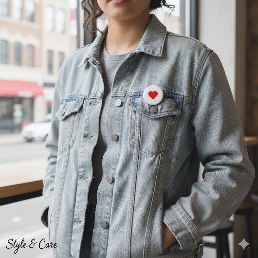 Clean Heart Accent Pin for Everyday Fashion Ronde Button 3,2 Cm