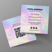 Clean Holographic Hair Stylist Afspraak QR-code Vierkante Visitekaartje